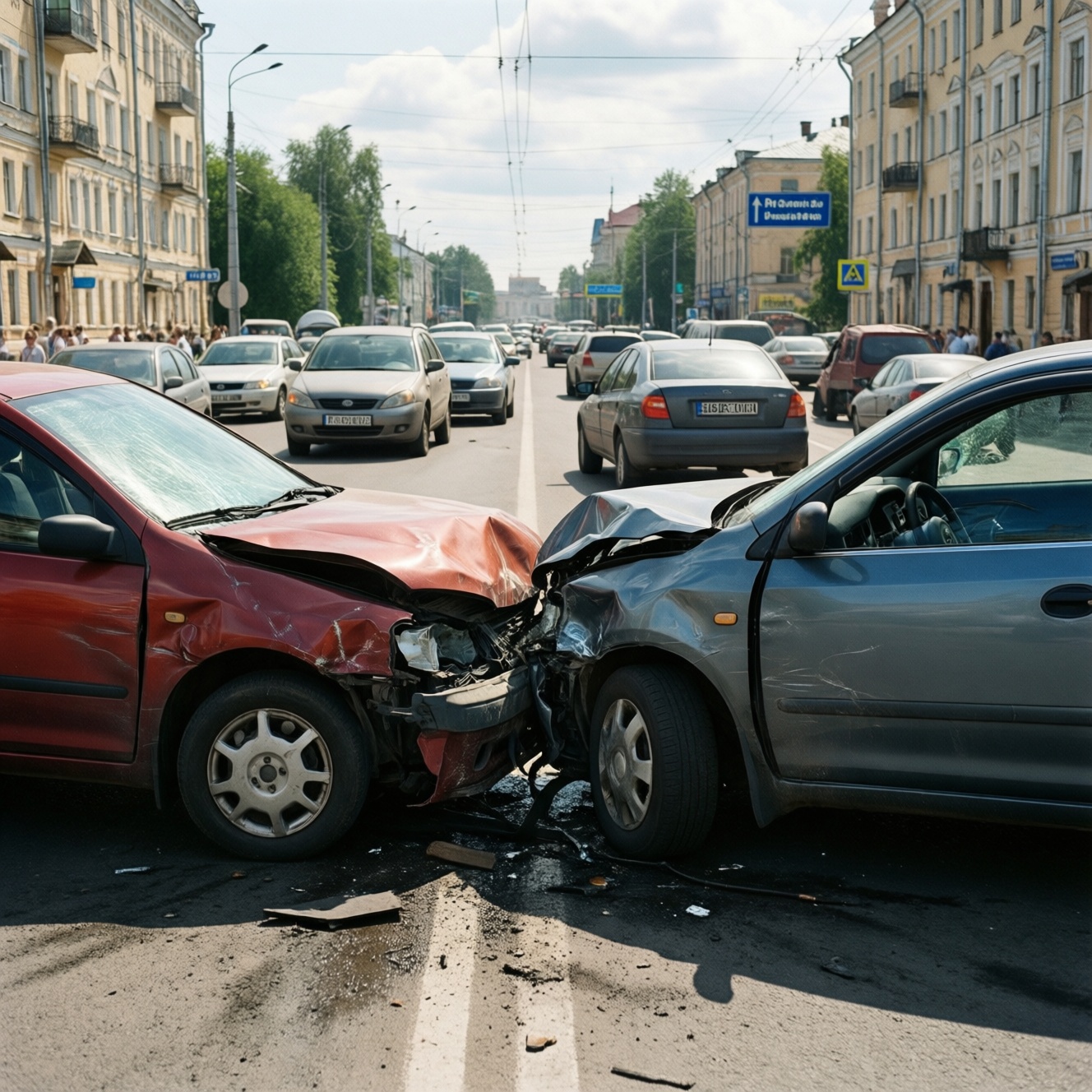 На Октябрьском проспекте в Пскове столкнулись два автомобиля На Октябрьском проспекте в Пскове столкнулись два автомобиля